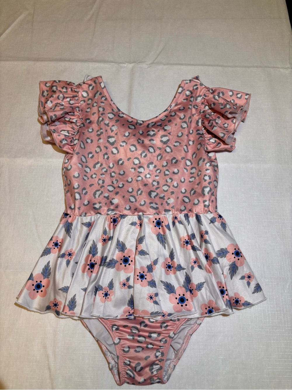 Girls' Pink Leopard & Floral One-Piece Bodysuit